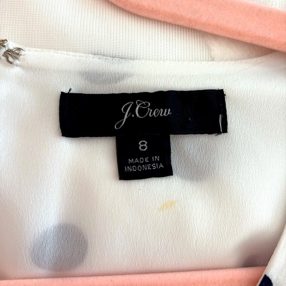 J. Crew White & Navy Polka Dot V-Neck, Front Cap Sleeve Ruffled,  Dress. Size 8 - Picture 10 of 13